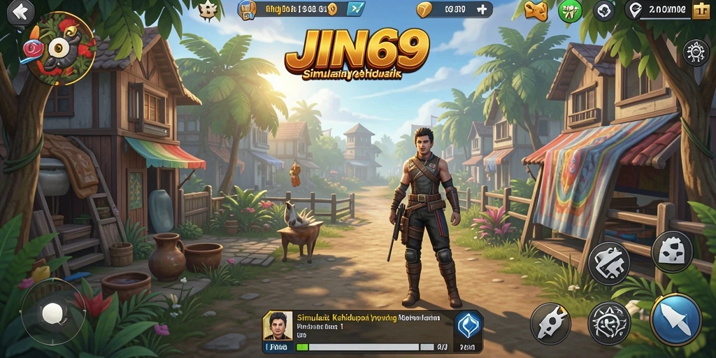 Tampilan gameplay utama dari JIN69 yang mengesankan dalam simulasi kehidupan.