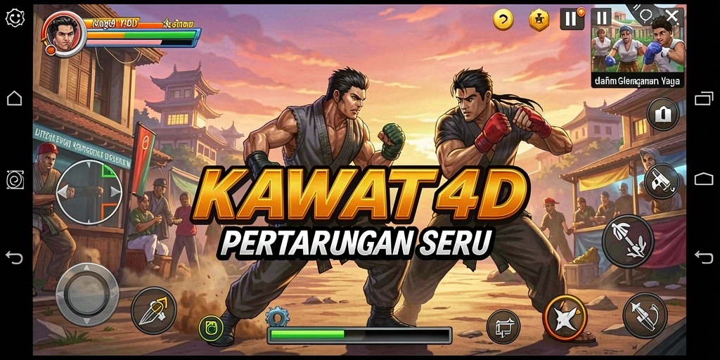 Tampilan gameplay KAWAT4D yang mengesankan saat pertarungan.