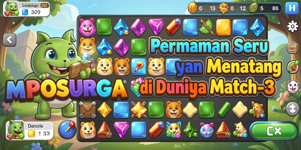 Screenshot utama MPOSURGA menampilkan gameplay seru Match-3.