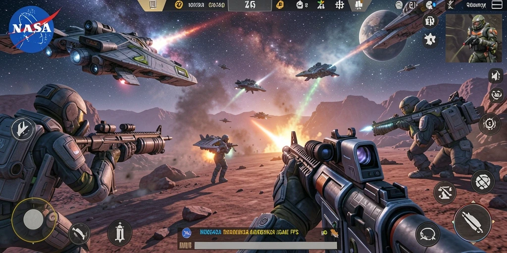 Gameplay menegangkan di luar angkasa dalam NASA4D.