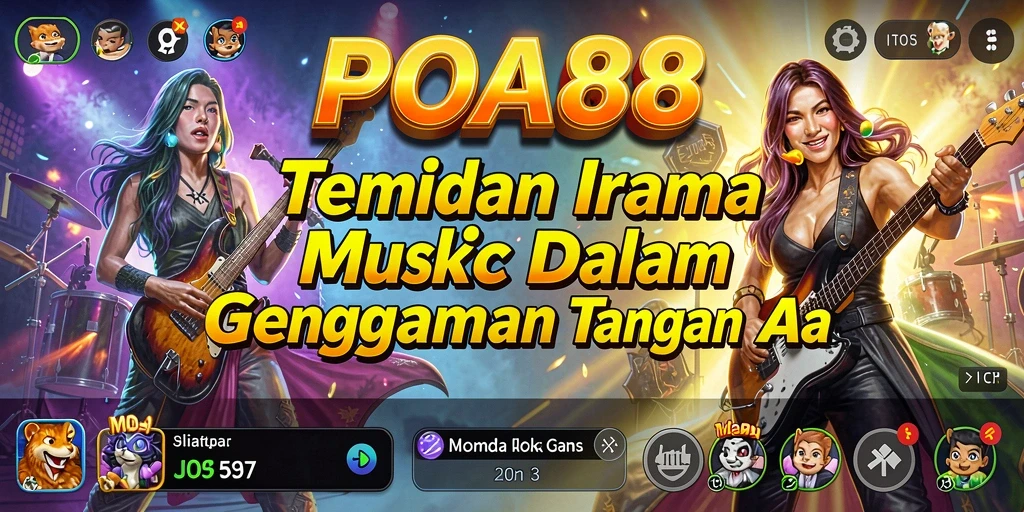 Screenshot POA88 menampilkan antarmuka modern dan berwarna-warni dari aplikasi musik.