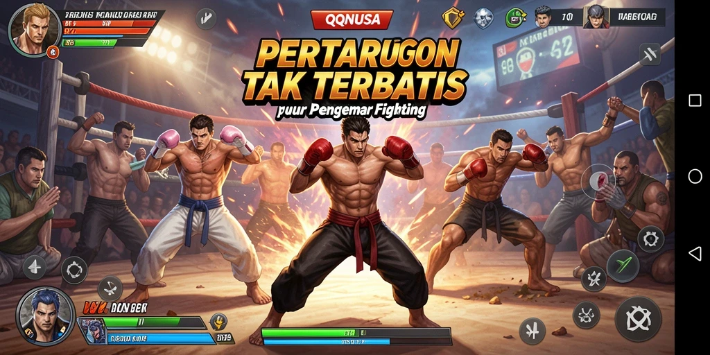 Tampilan seru pertarungan karakter di QQNUSA dengan grafis menawan.