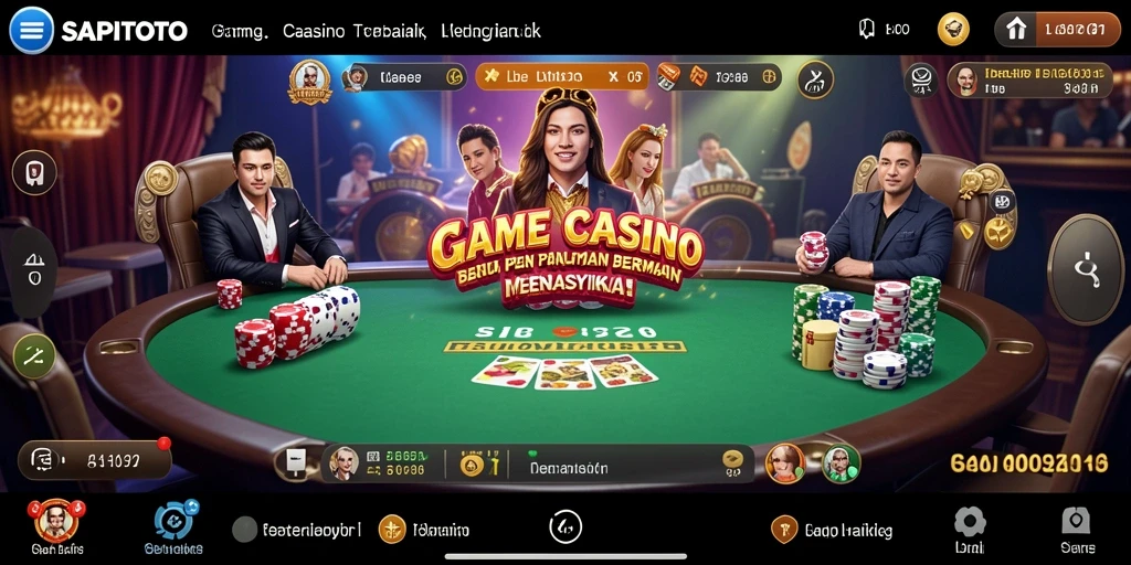 Screenshot gameplay SAPITOTO menunjukkan dealer live yang profesional dan suasana kasino yang mengasyikkan.